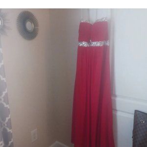 Red beaded prom dress size 6